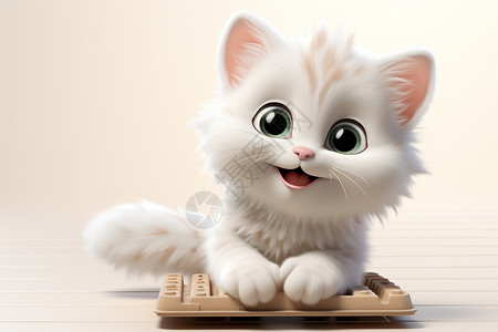 可爱的白色猫背景图片