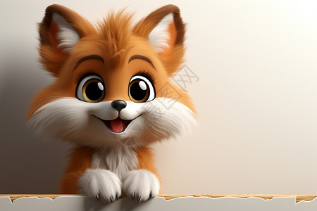 白色小狐狸简洁白色背景下的狐狸插画