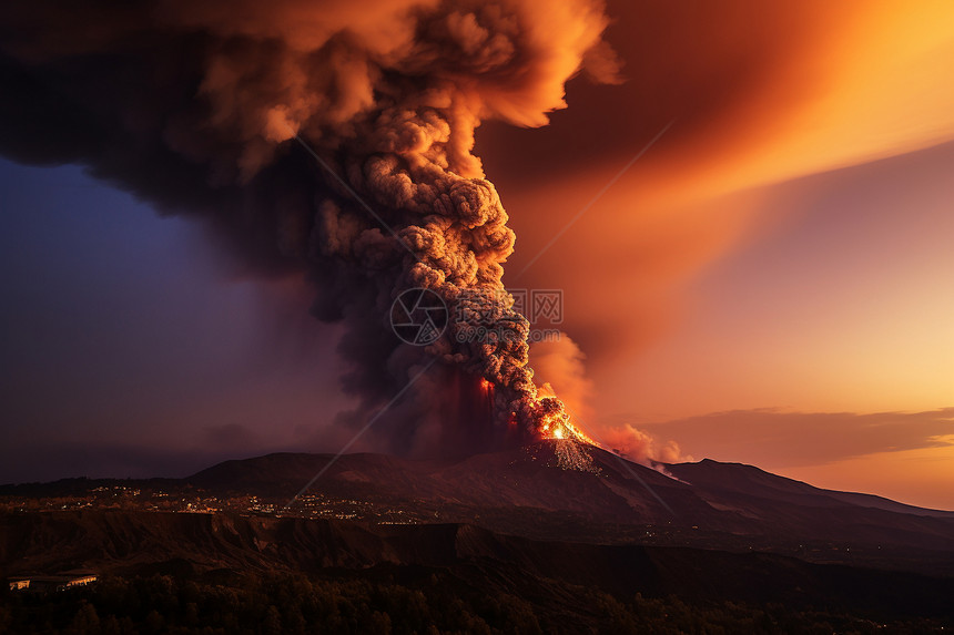 爆发岩浆的火山图片