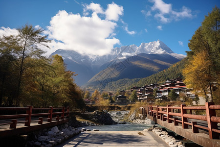 一座桥梁横跨在水面上图片