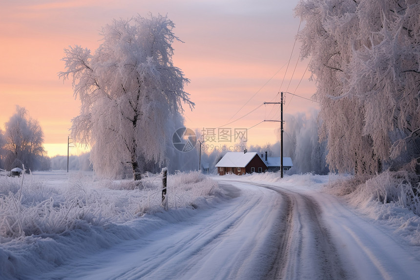 冬日乡村的画面图片