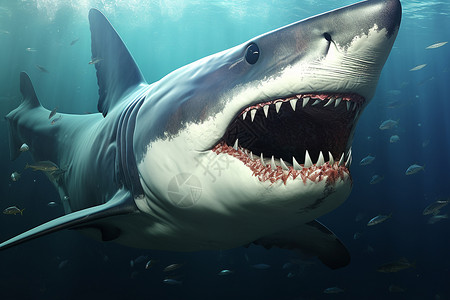 巨大的白鲨在水中图片