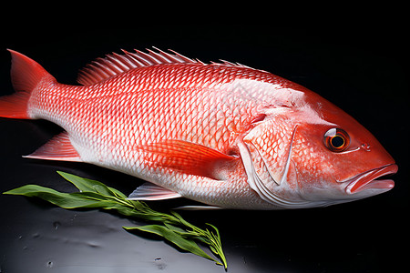 红鲷鱼在黑色水滴背景下展示背景图片