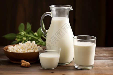 牛奶、果仁的营养美食图片