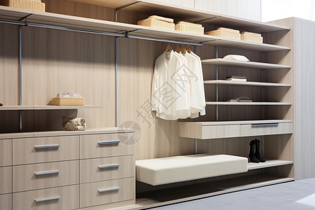 家具衣橱现代简约风格的衣柜。背景
