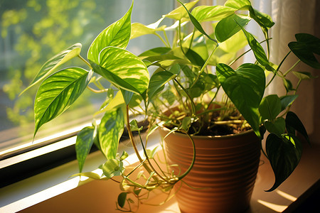 阳光下的盆栽阳光下的室内植物背景