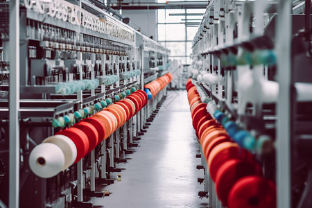 工厂里的纺织机背景图片