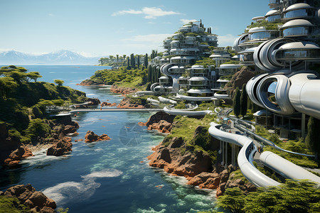 梦幻的未来城市背景图片