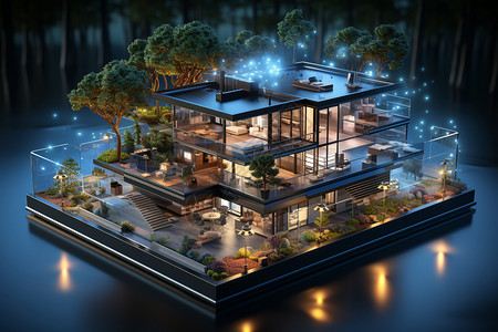 3D的房屋模型背景图片
