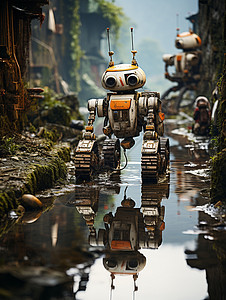 水中的机器人背景图片