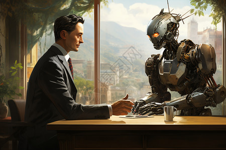 未来的工作机器人背景图片