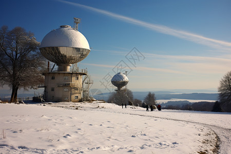 冬季的卫星地面站背景
