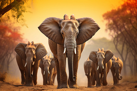 野生的大象群图片