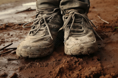 满是泥浆的帆布鞋背景图片