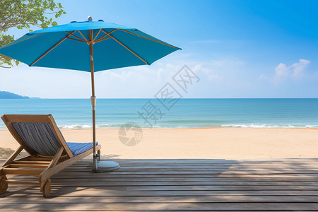 沙滩上休息的躺椅图片