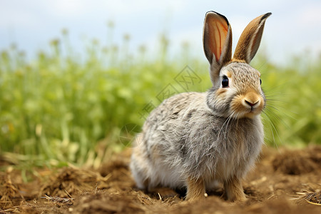 草地中的兔子图片