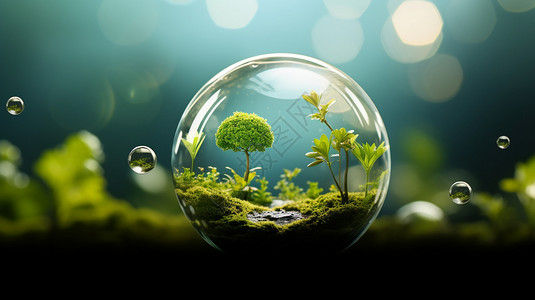 玻璃球中的植物高清图片