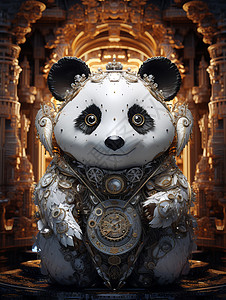 建筑陶瓷熊猫的象征插画