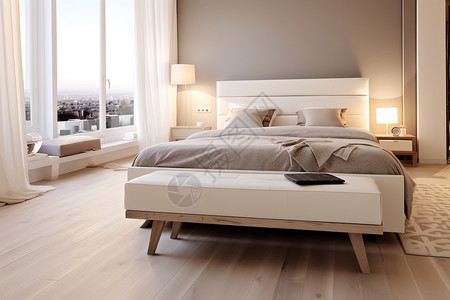 木床枕头床头柜柔软舒适的床背景