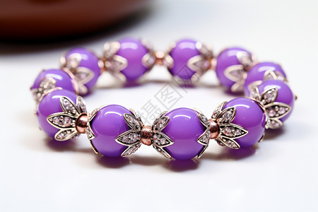 精致紫色玻璃珠珠宝手链图片