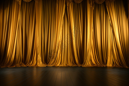 金色舞台落下的金色窗帘背景