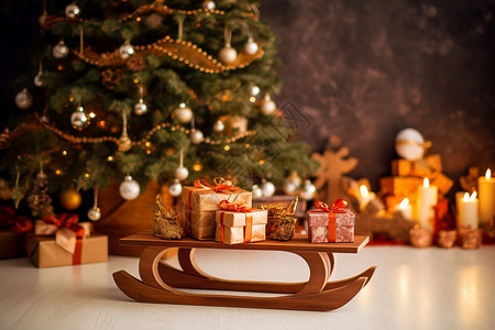 圣诞节礼物和圣诞树图片