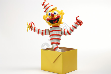 玩具小丑黄色的惊吓盒子背景