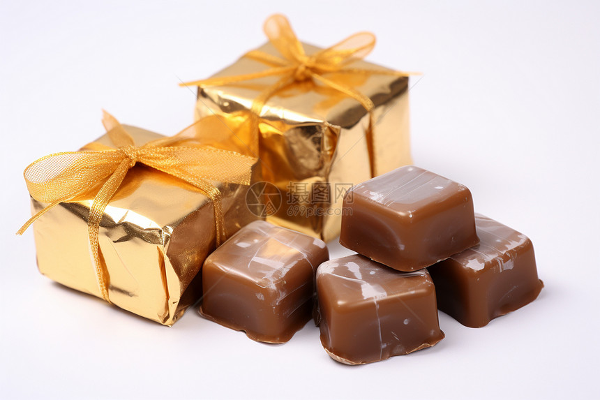 金色包装的美味巧克力图片