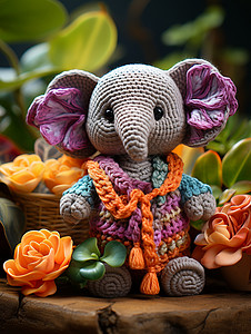 毛绒大象可爱的针织物小象背景