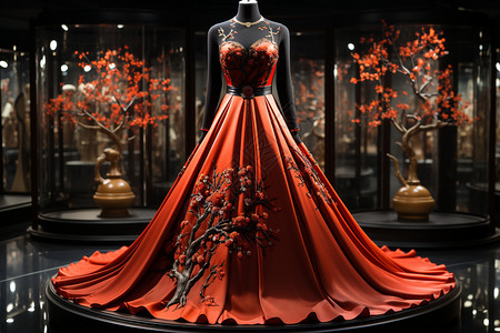 华丽的红色裙子图片