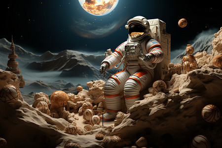 航天员在休息背景图片