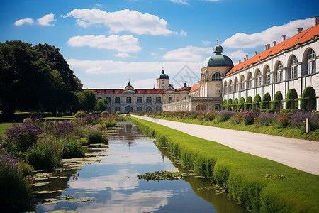 慕尼黑宫殿建筑物河花园高清图片