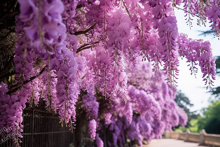 花卉线条紫色的一排花背景