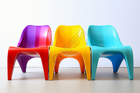 彩虹色座椅现代色椅子高清图片