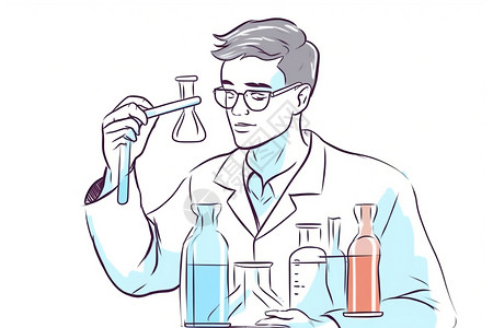 教授科研实验室的科学家插画