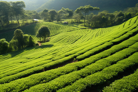 乡村种植的茶园背景图片