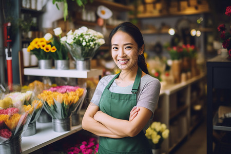 鲜花店的女店员背景图片