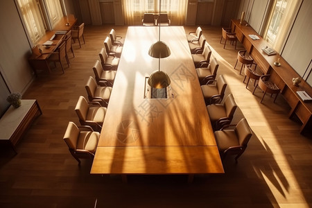 企业食堂复古装修的企业会议室设计图片