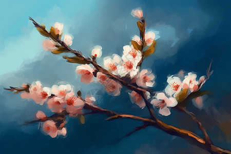美丽樱花的艺术油画背景图片
