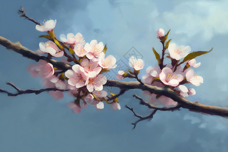 手绘艺术的樱花花朵背景图片