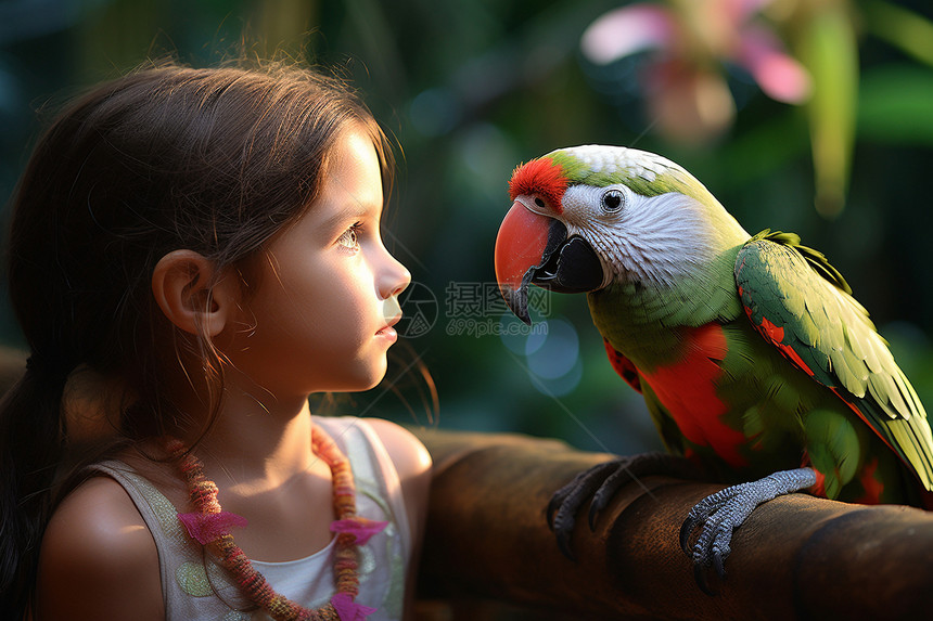 热带雨林中的小女孩图片