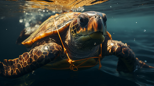 大海中游弋的海龟图片
