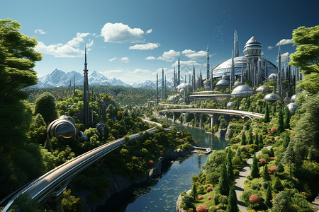 植物插图未来之城的插图设计图片