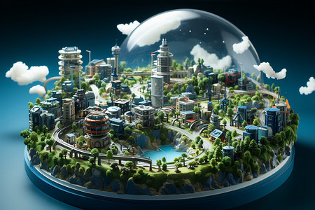未来城市中的工厂背景图片