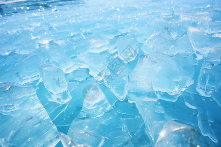 湖泊上的冰块图片
