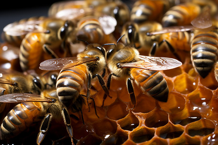 蜂巢里的蜜蜂图片