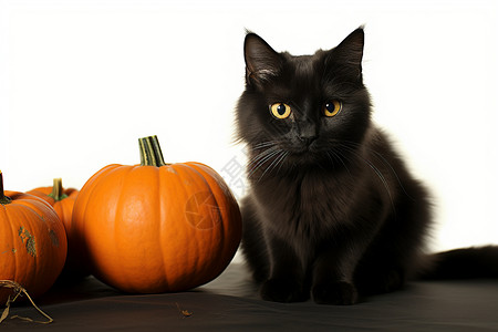 好奇的黑猫背景图片