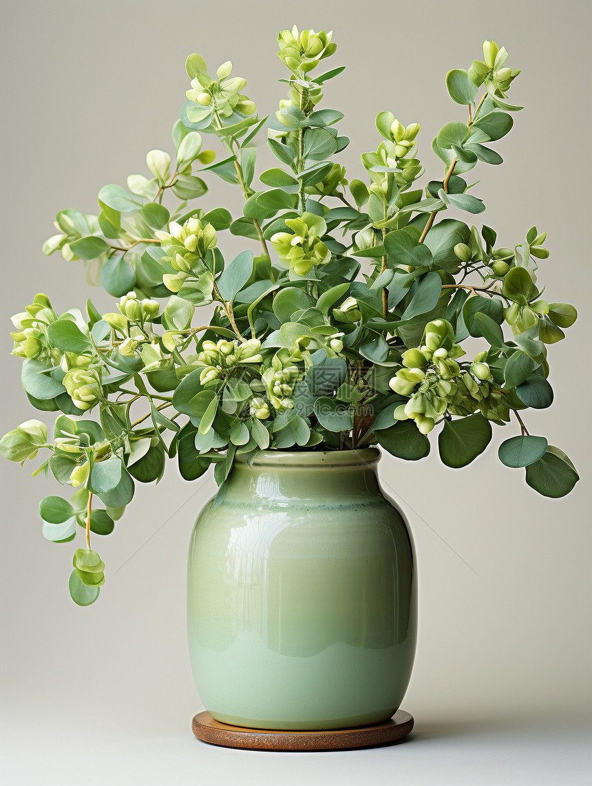 翠绿色的花瓶图片