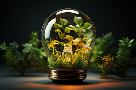 灯泡里的植物图片