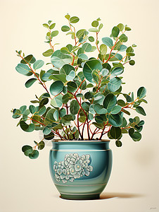 尤加利植物的插图背景图片
